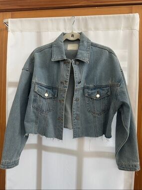 All Row 100% Cotton Boxy Cropped Denim Jacket